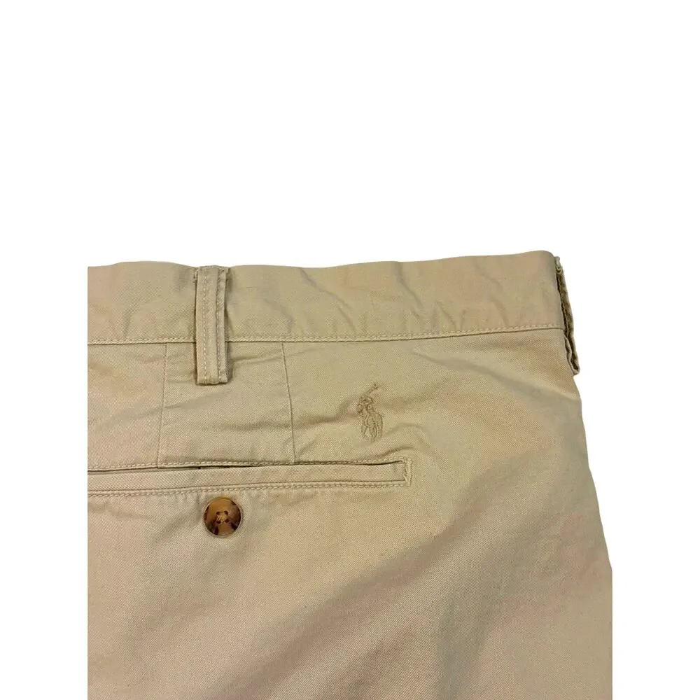 Polo Ralph Lauren Shorts Mens 48B Beige Chino Stretch Classic Fit Casual Preppy